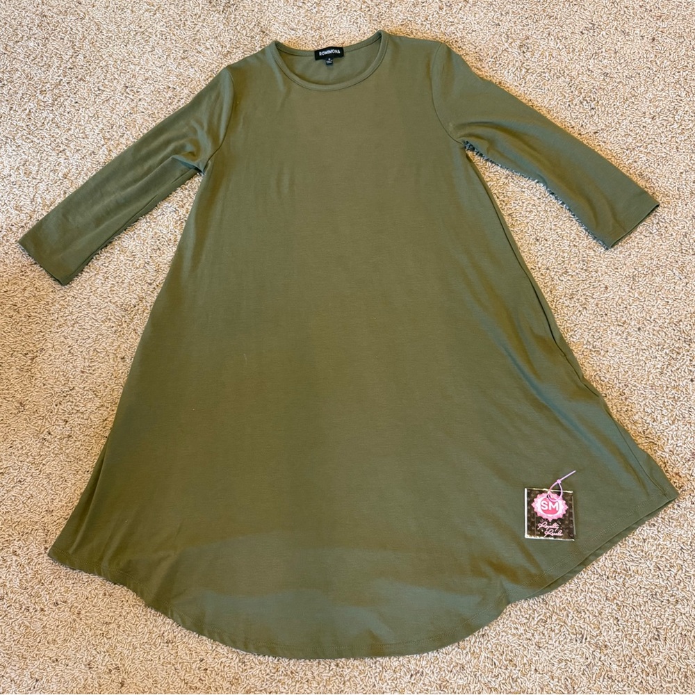 Romona Keveza Olive Green Long Sleeve Dress